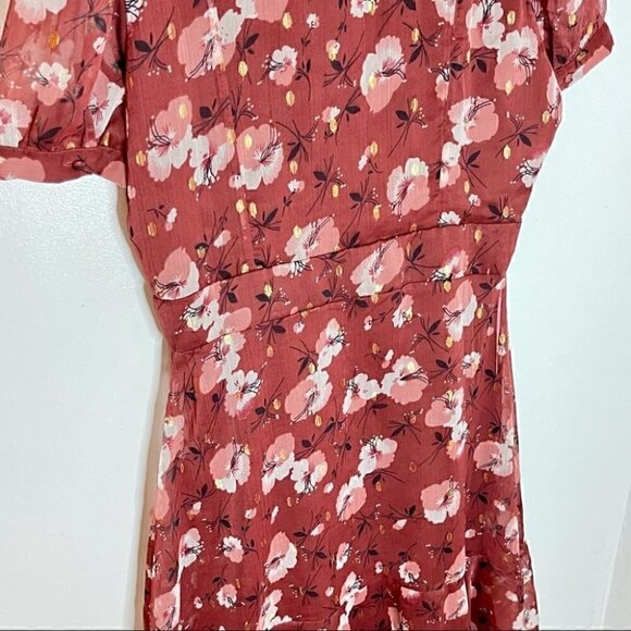 NWOT Walter Baker Smith Midi Dress Berry Hibiscus - Picture 10 of 11